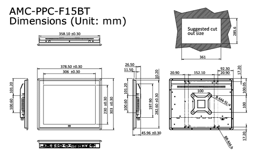 AMC-PPC-F15BT dimensions